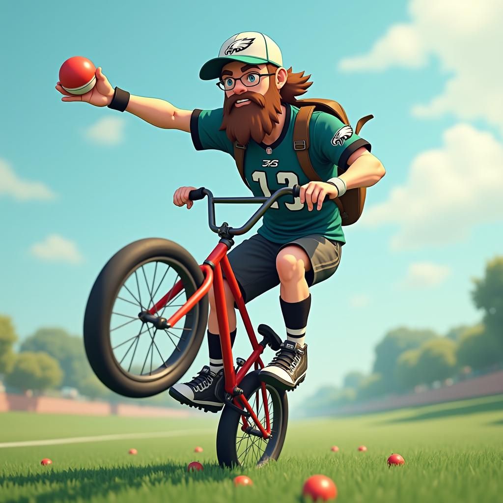 Anime Man on BMX with Pokémon and TMNT Gear