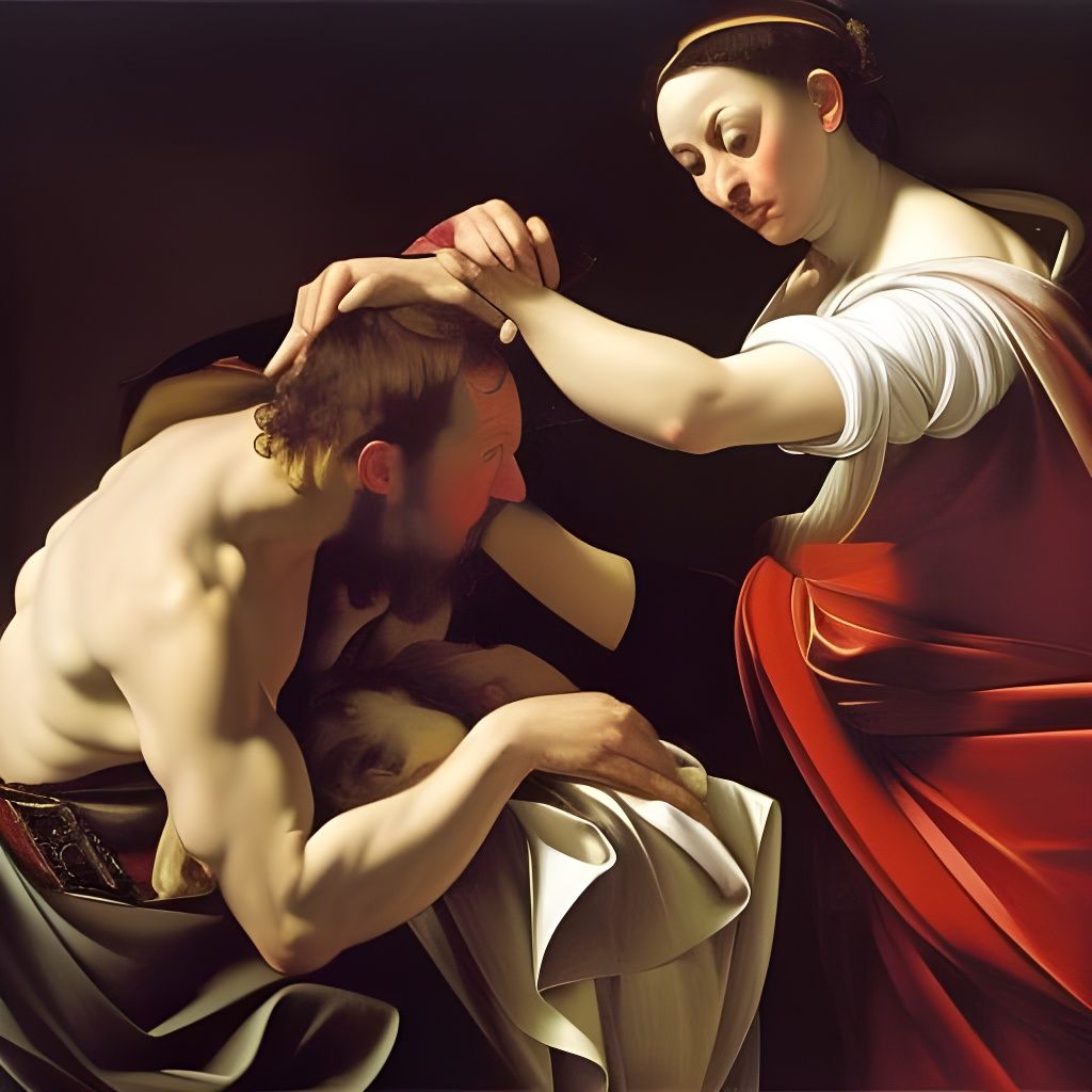 Dramatic Baroque Painting in Caravaggio Style