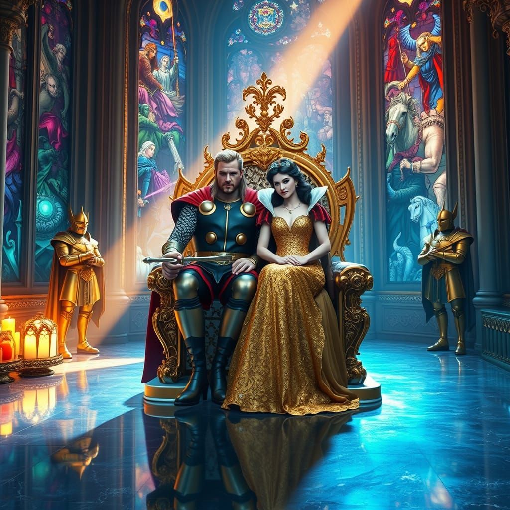 Regal Asgardian Couple in Vibrant Crystal Palace