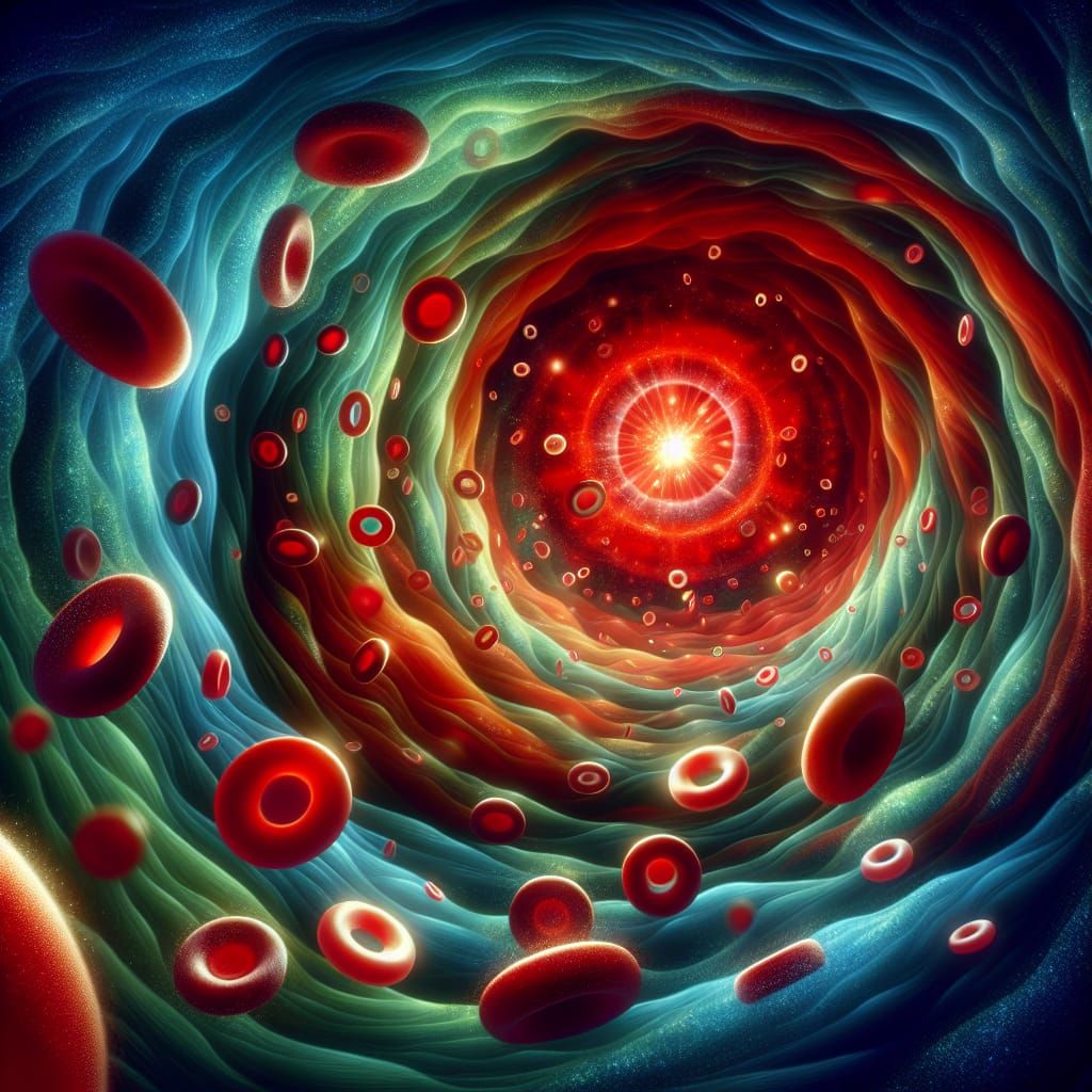Dynamic Swirling Tunnel with Blood Cells