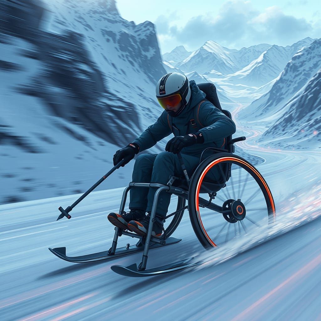 Wheelchair Athlete Conquers Futuristic Ski Slopes