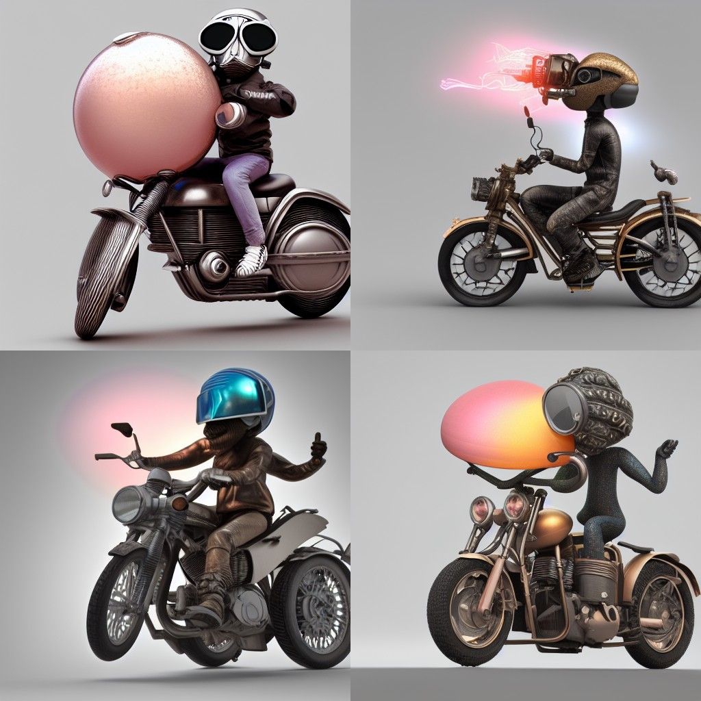 Biker Ant on Motorcycle in Pastel Colors