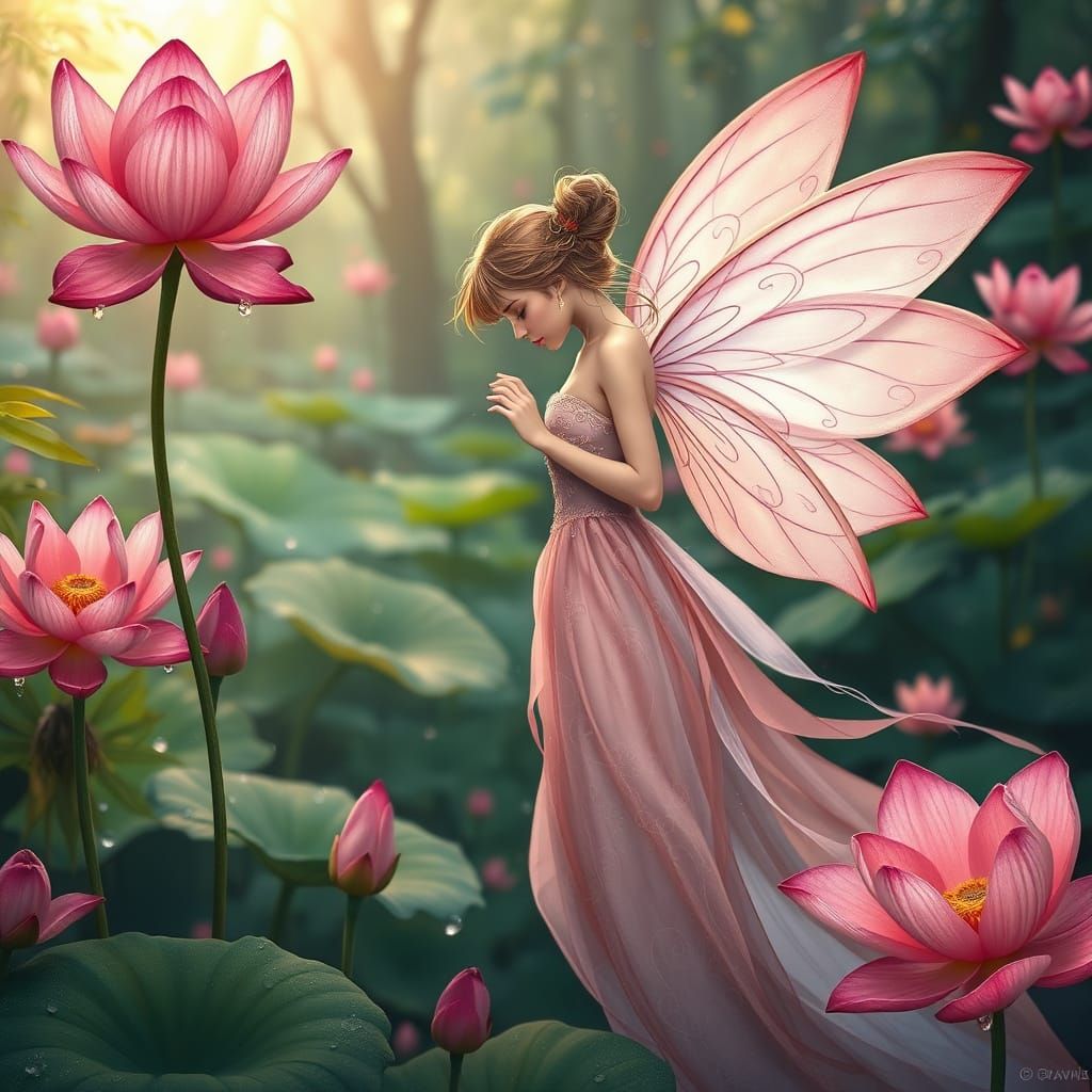 Ethereal Fairy in Dreamy, Romantic Landscape