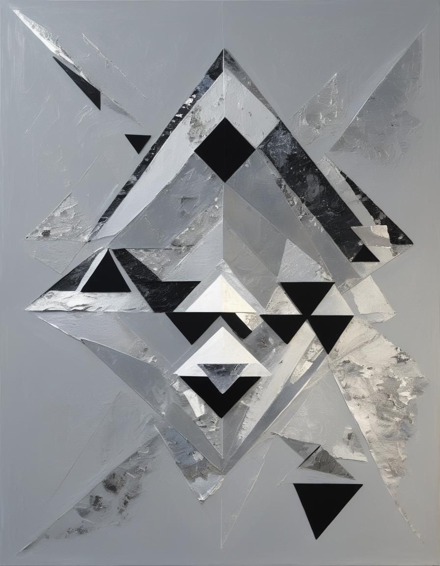 Ethereal Geometric Panorama: Reflective Impasto Collage