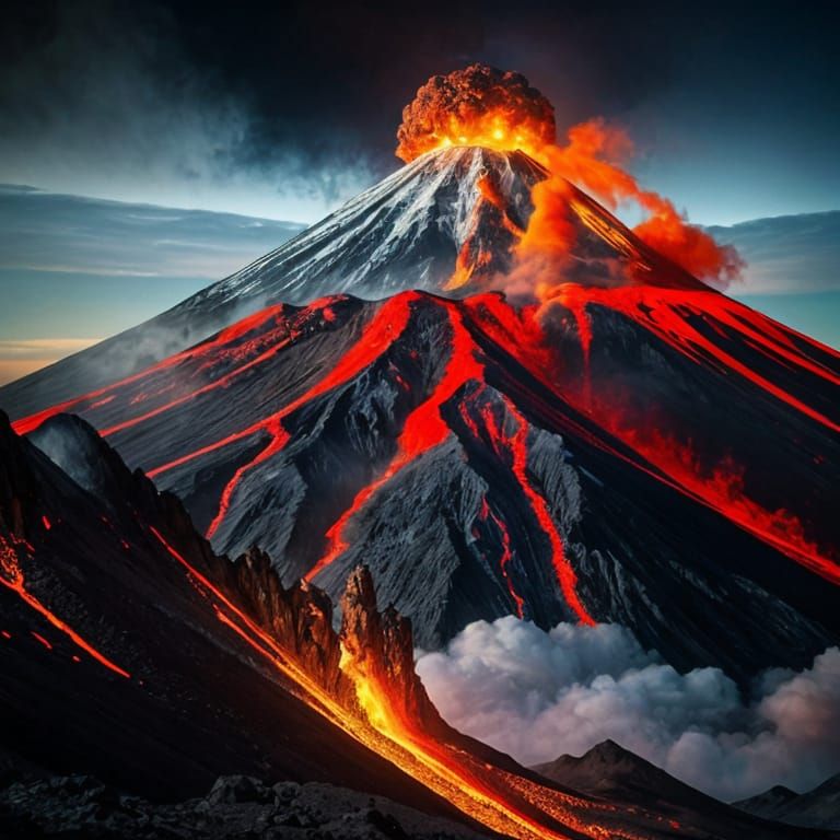 Epic Mount St. Helen’s Eruption in Hyperrealistic Splash Art