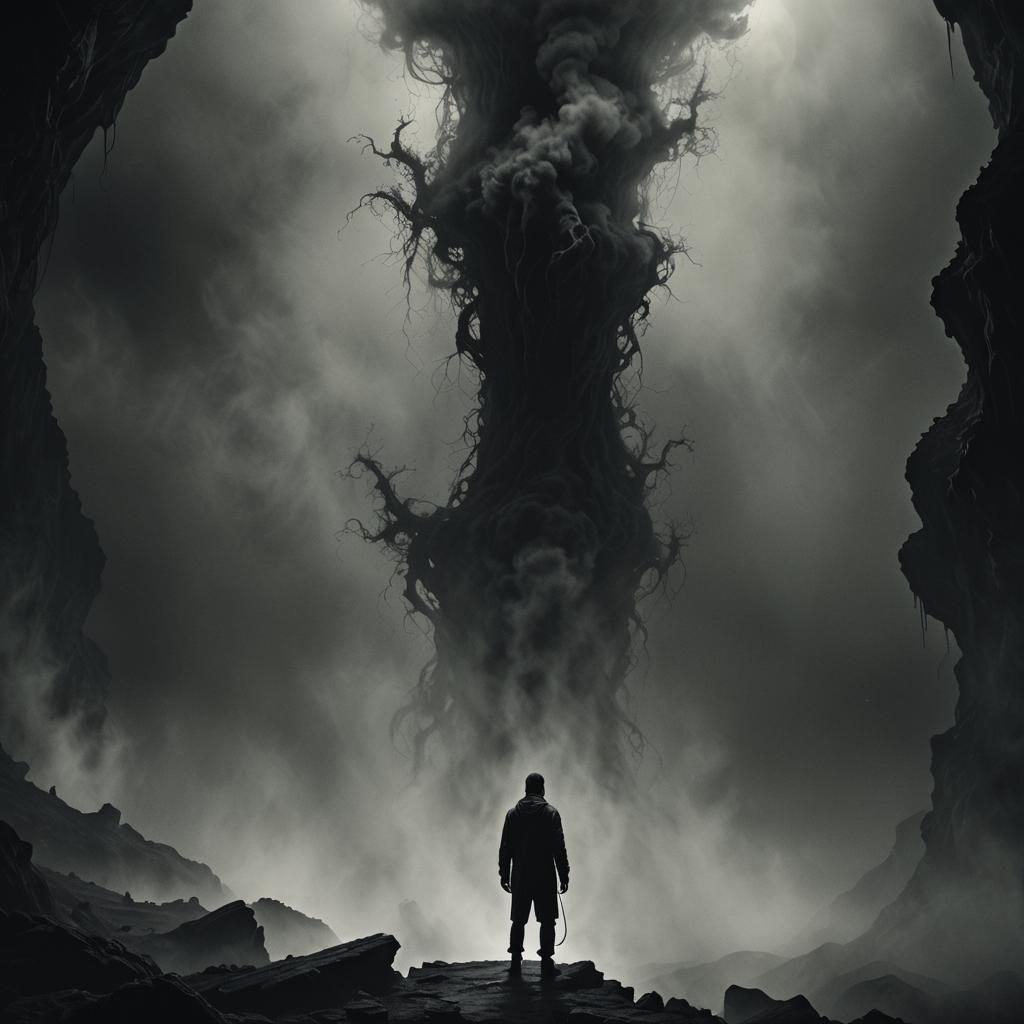 Eerie Abyss: Dark Surrealism in Chiaroscuro Style