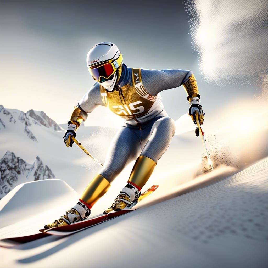 Olympic Downhill Skiing: Gold Medal in Detailed Snow