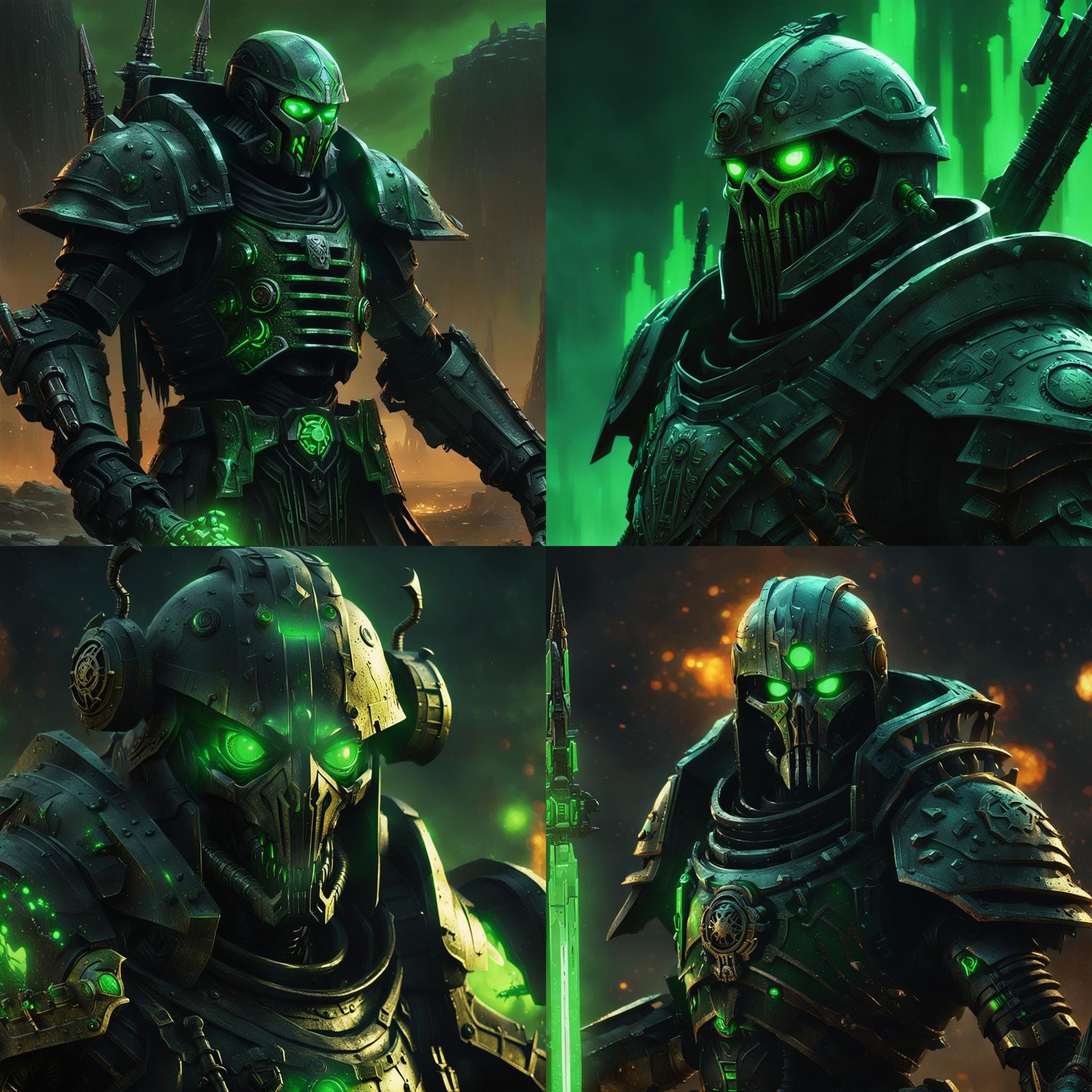 Close up of a singular necron warrior