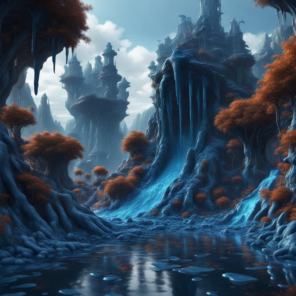 Blue Slime Fantastical Concept Art in Deep Color