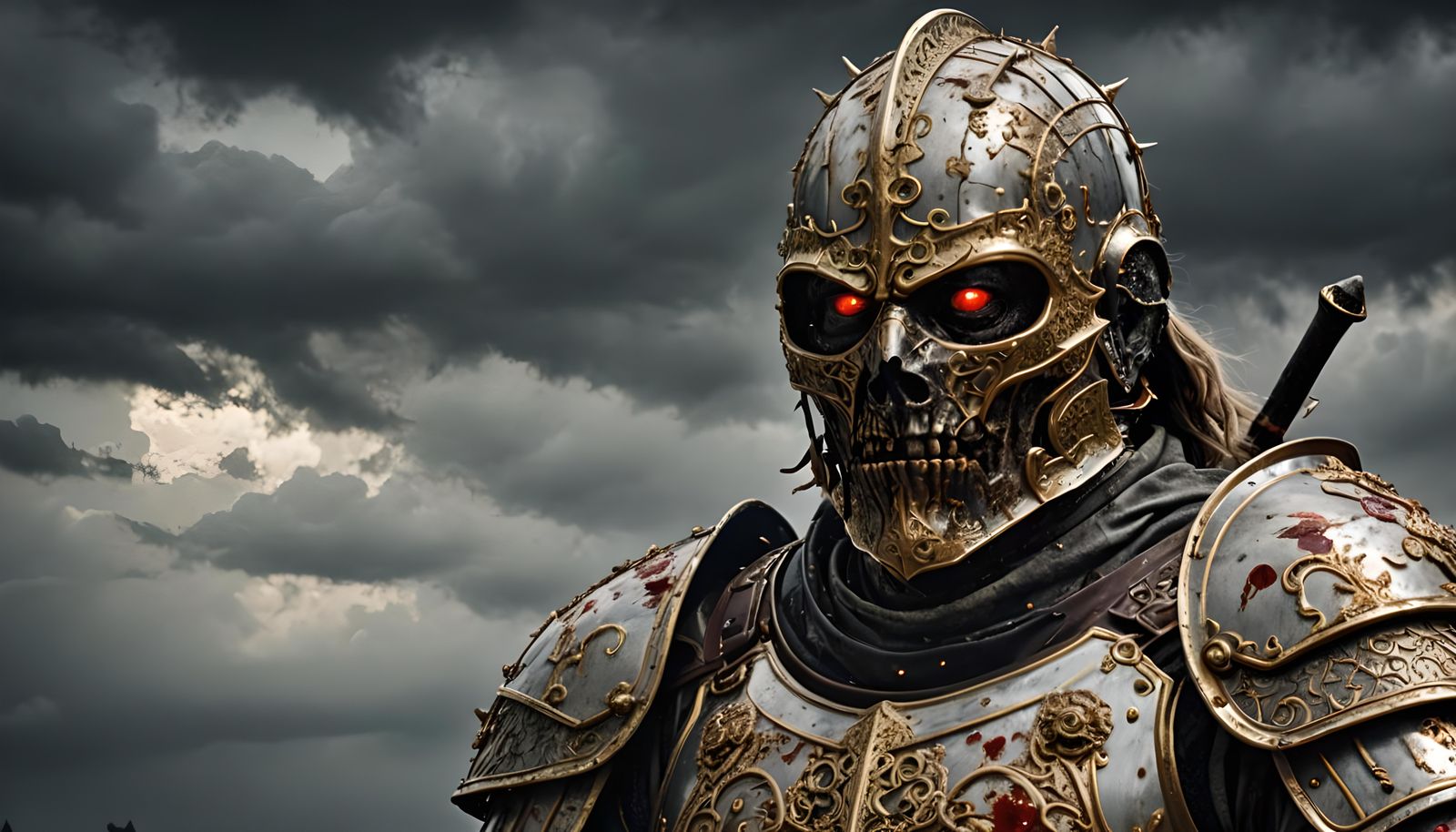 Zombie Knight in Gold Armor with Red Eyes