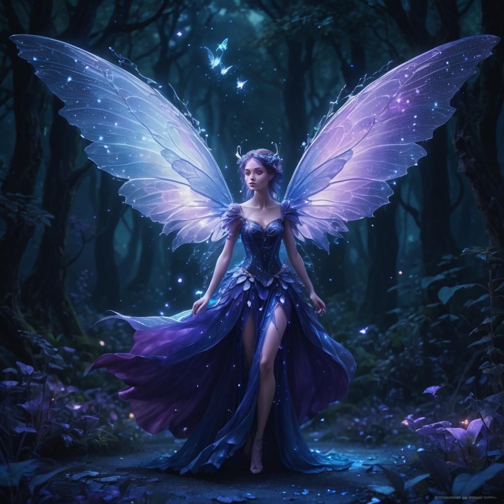 Elegant Fairy in Magical Forest: Detailed Matte Painting