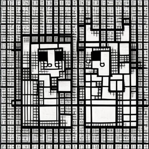 Meditators on Skateboard: Black and White Linocut Art