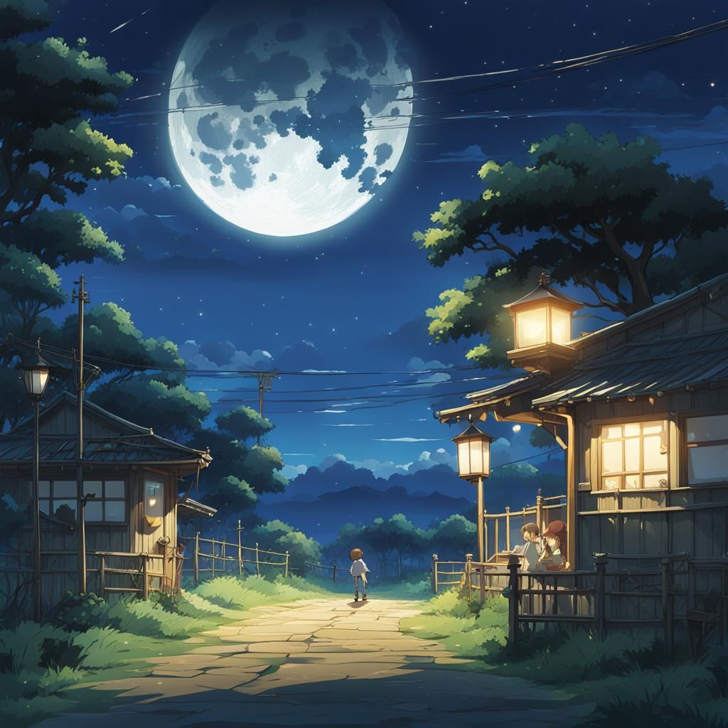 Half Moon and Bright Star in Anime Style