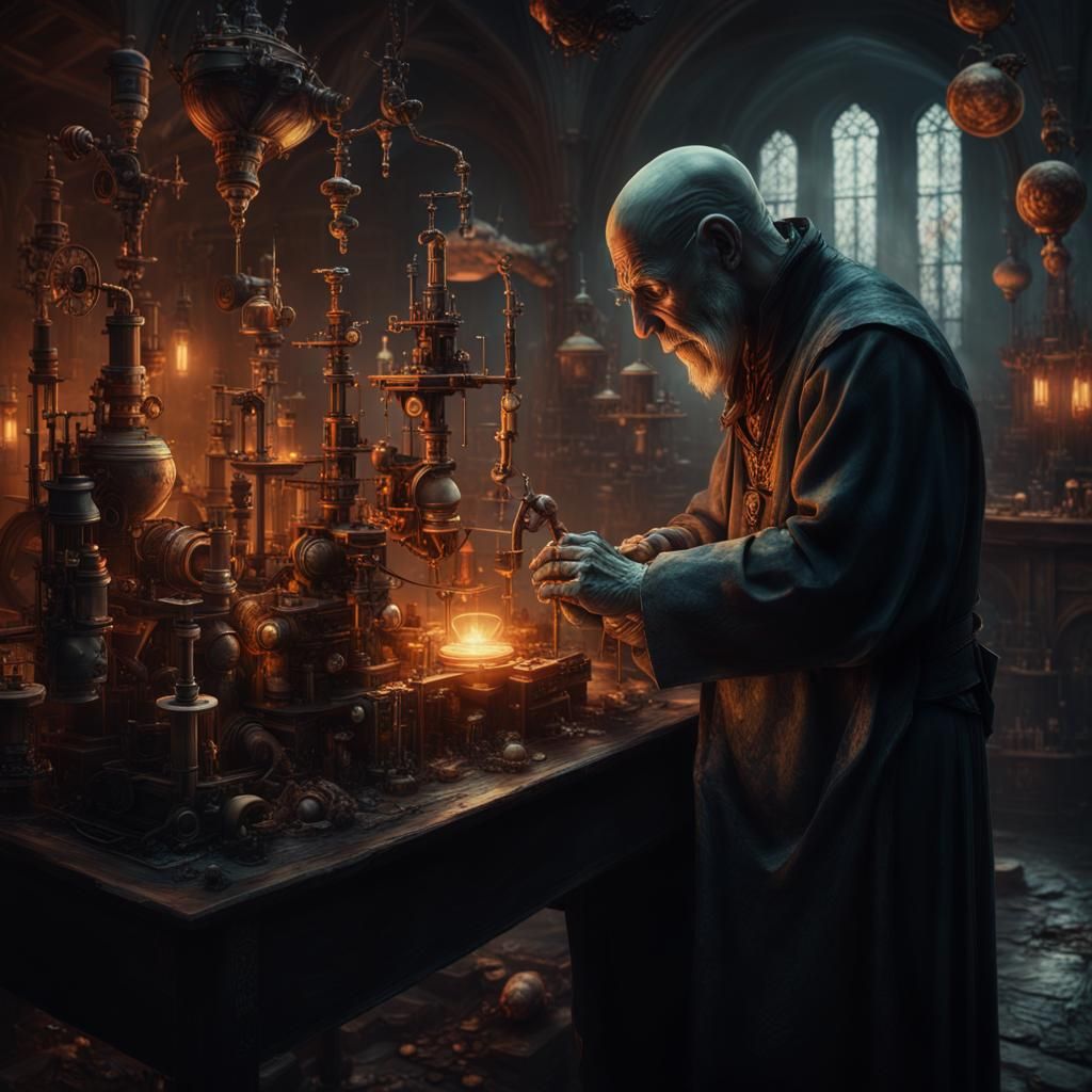 Crazy Alchemist's Experiments: A Dramatic Digital Painting