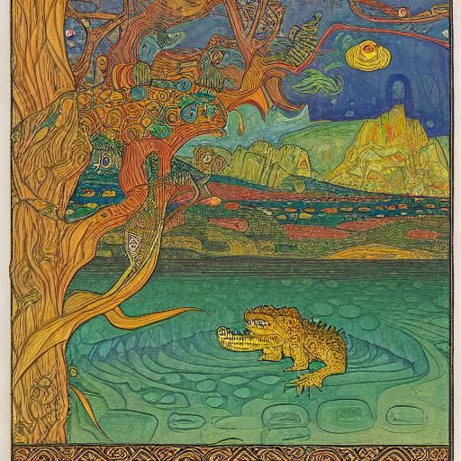 Cheb Urashka and Croc Pop-up Book, Vintage Illustration