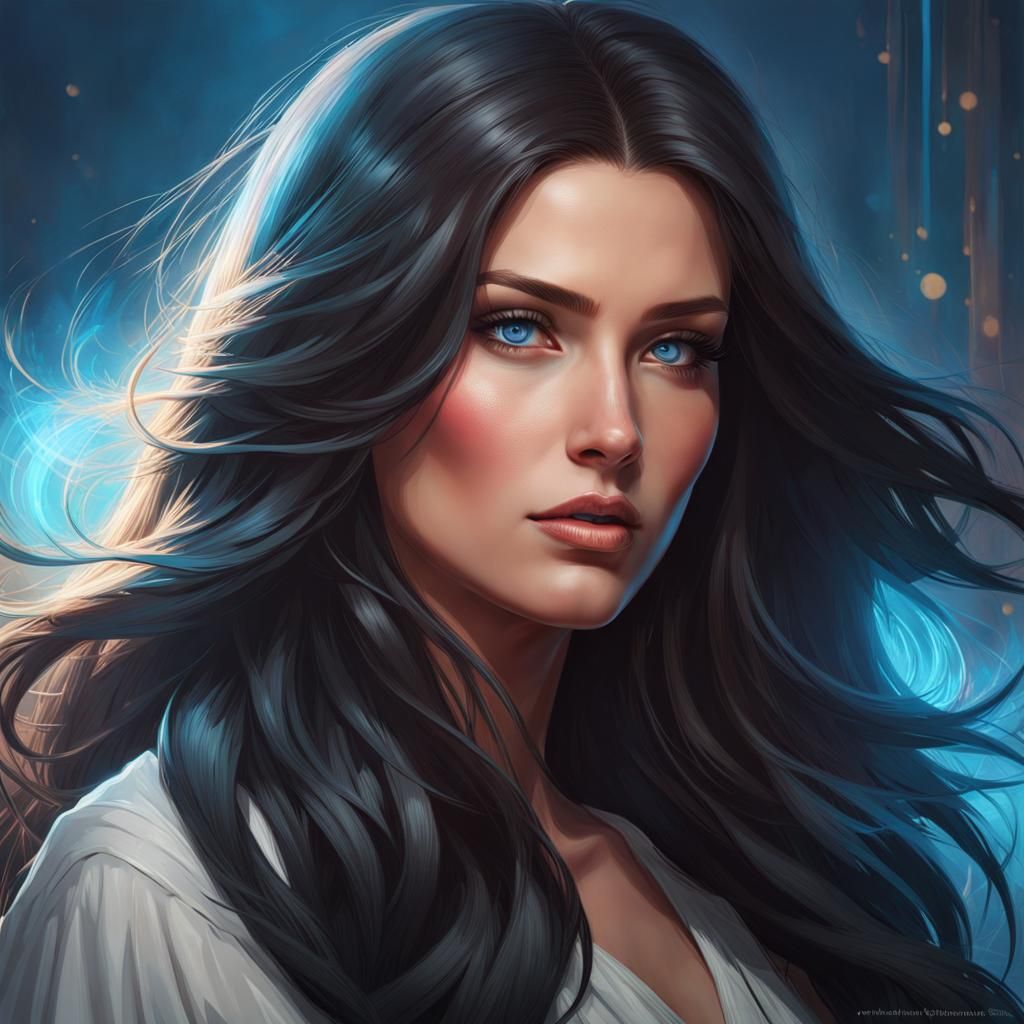 Beautiful Woman Portrait in Hyperdetailed Concept Art Style