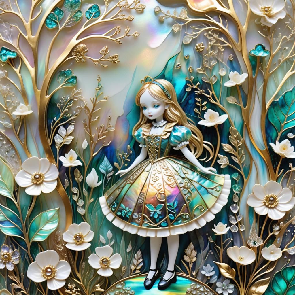 Alice in Iridescent Gothic Wonderland: Digital Illustration