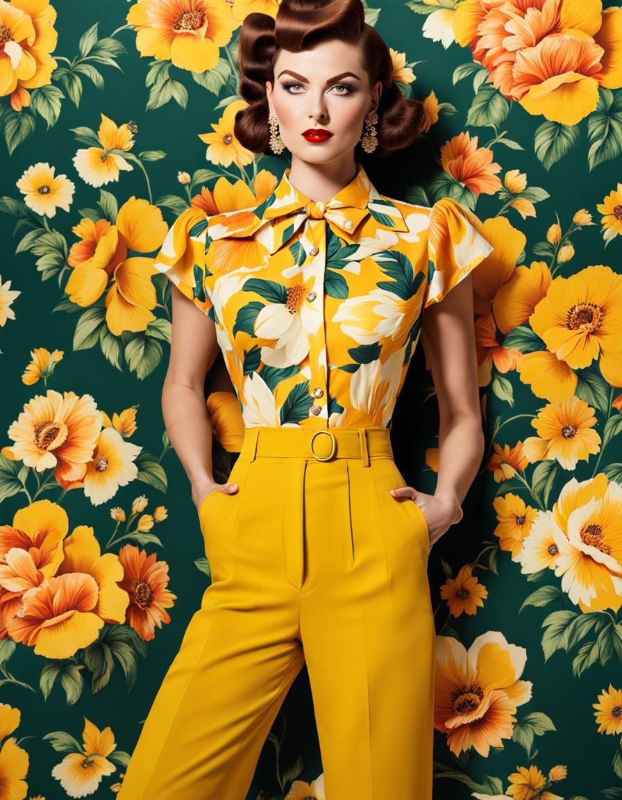 1950s Retro Fashion: High-Waisted Florals