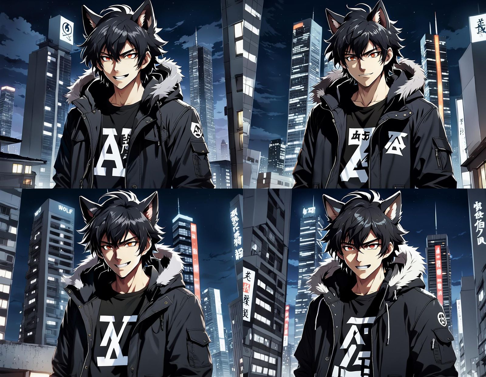 Anime Teen with Wolf Features in Cel-Shaded Style