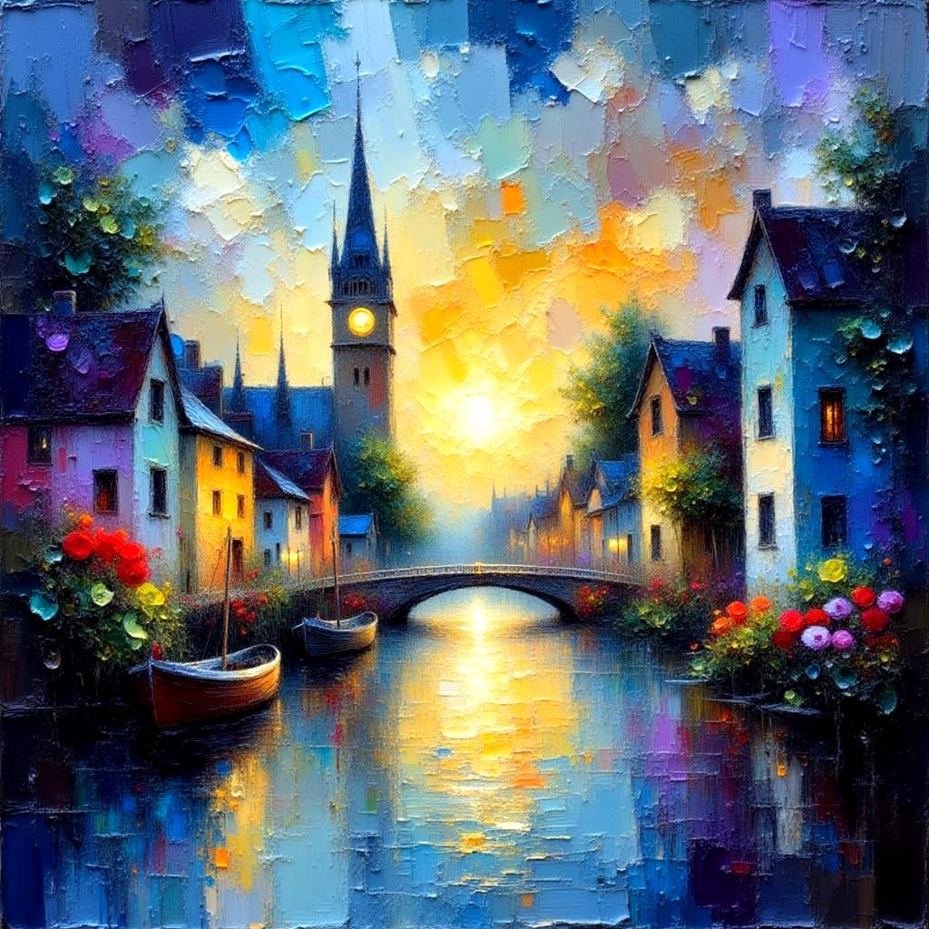 Nostalgic Airborne Farewell in a Vibrant Oil Painting Style