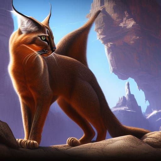 Detailed Caracal Painting in Fantasy Style