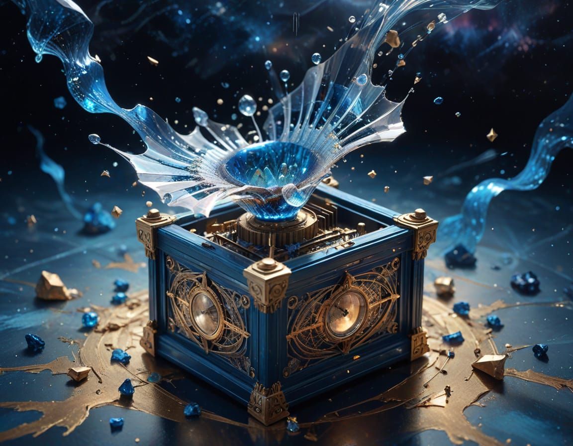 Crystal Palace in Nebula with Woman Playing Music Box