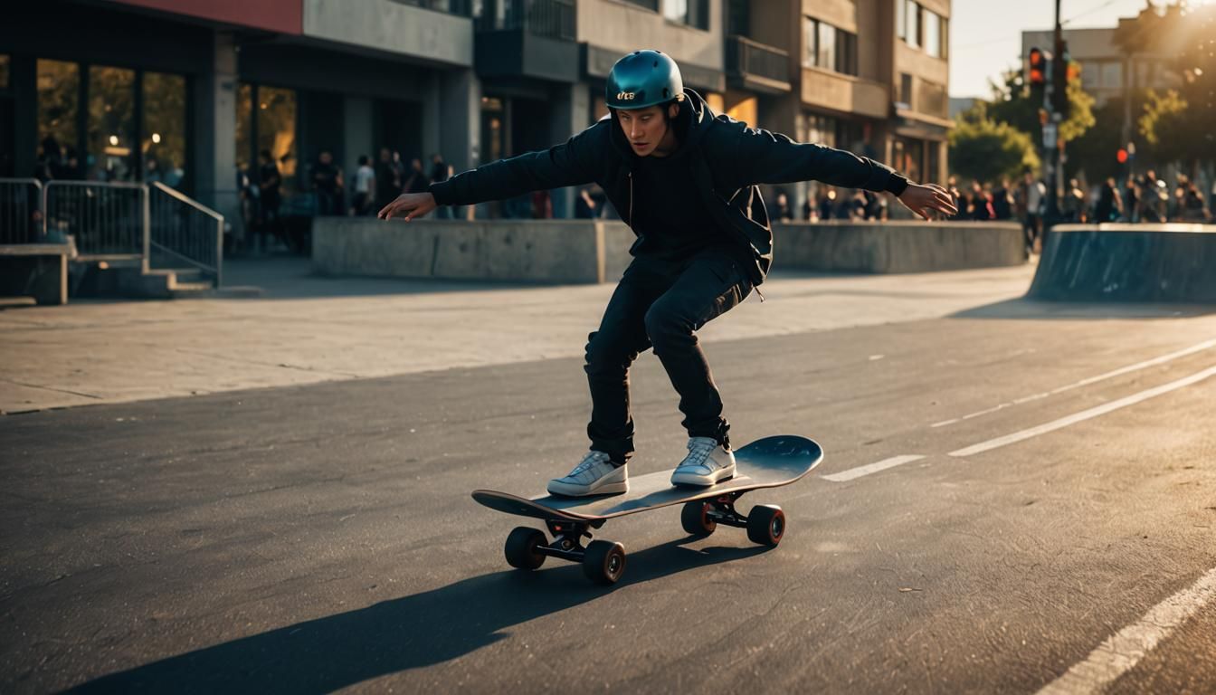 Jet-Powered Skateboarder in Photorealistic 8K