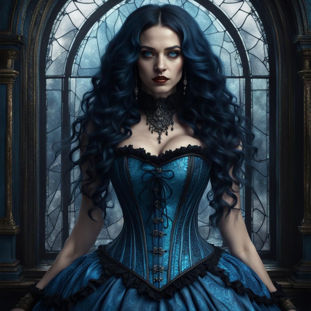 Alice in Gothic Dress Through Broken Glass