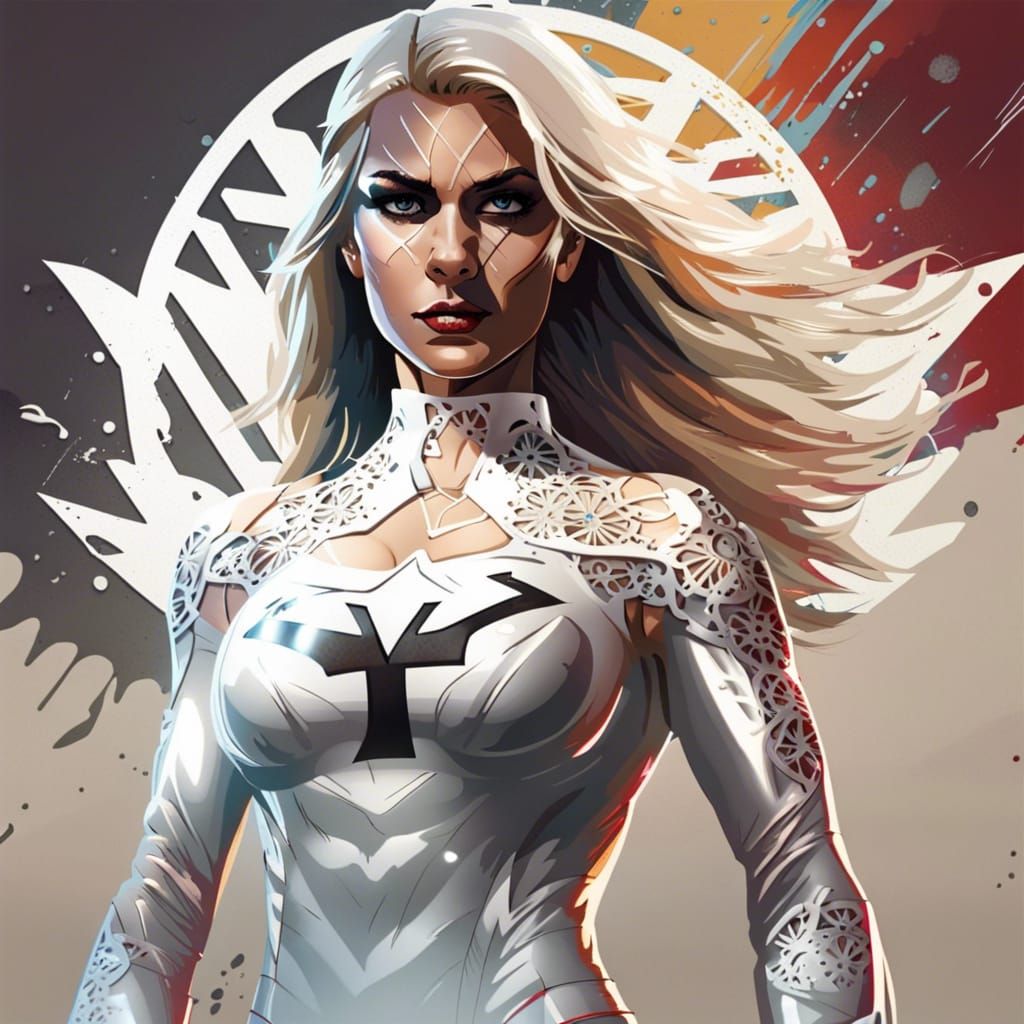 Blonde Superhero in White Lace, Splash Art
