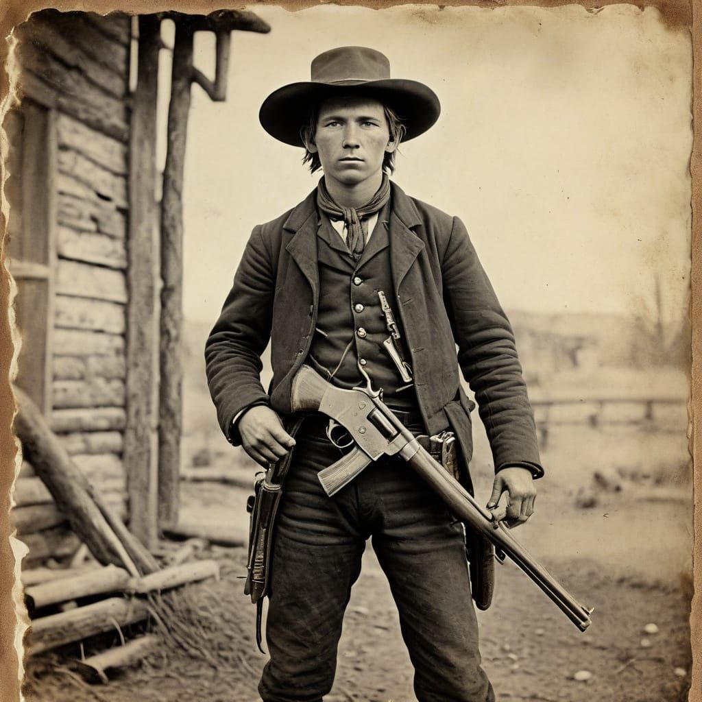 Billy the Kid Western Portrait in Sepia Tones