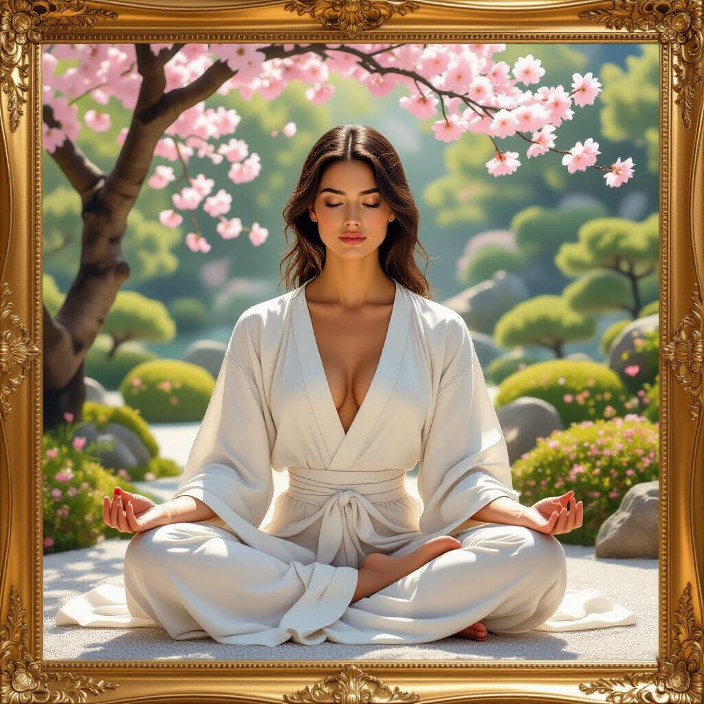Zen Garden Meditation in Classical Portrait Style
