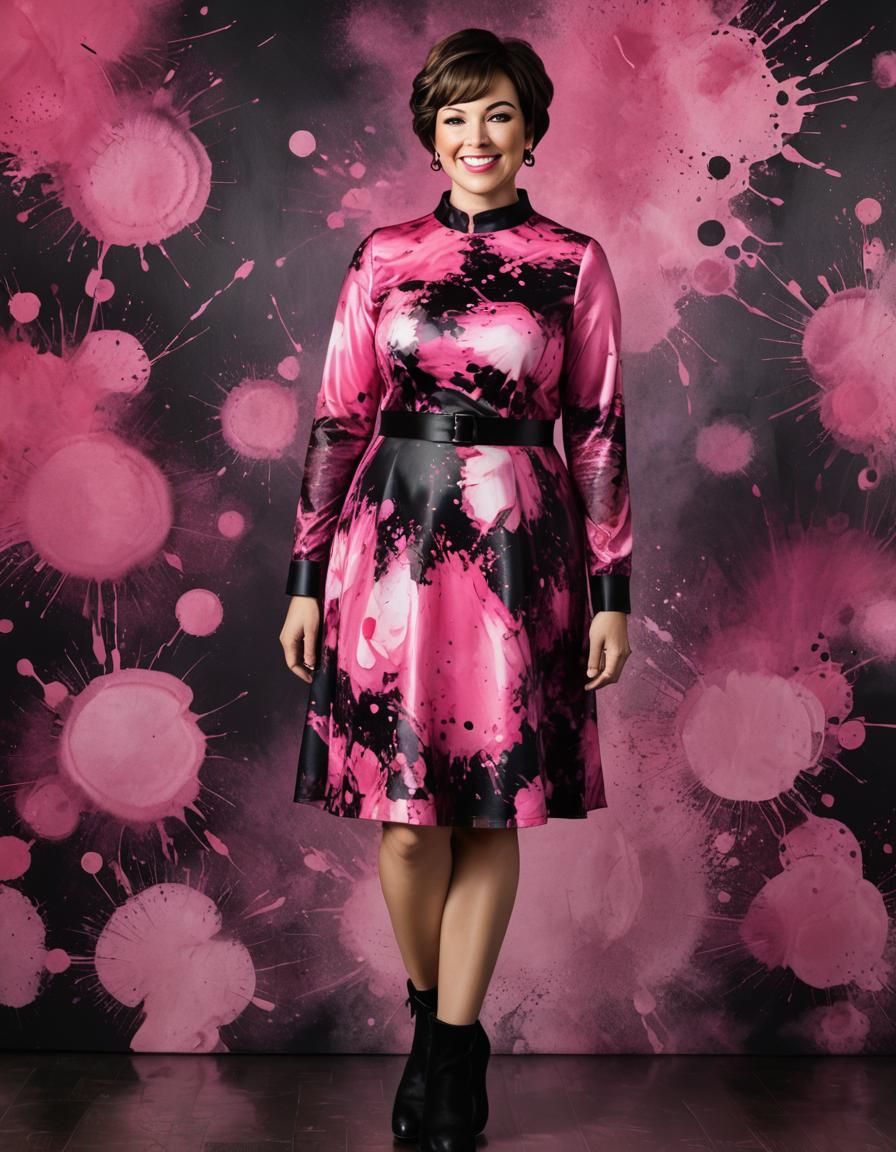 Elegant Curvy Woman in Pink Dress