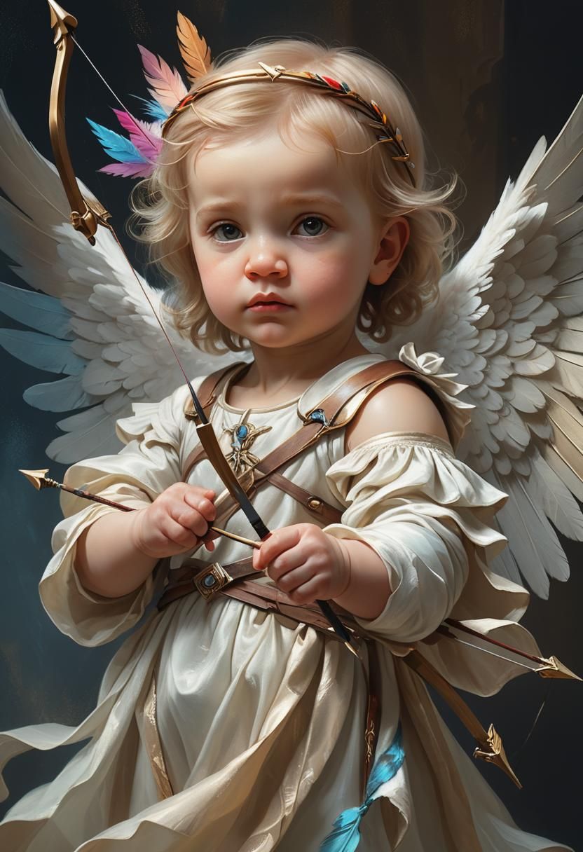 Renaissance Baby Angel Portrait in Oil Painting Style