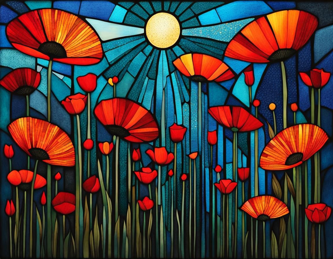Poppies in Flanders Fields: Stained Glass Art Brut