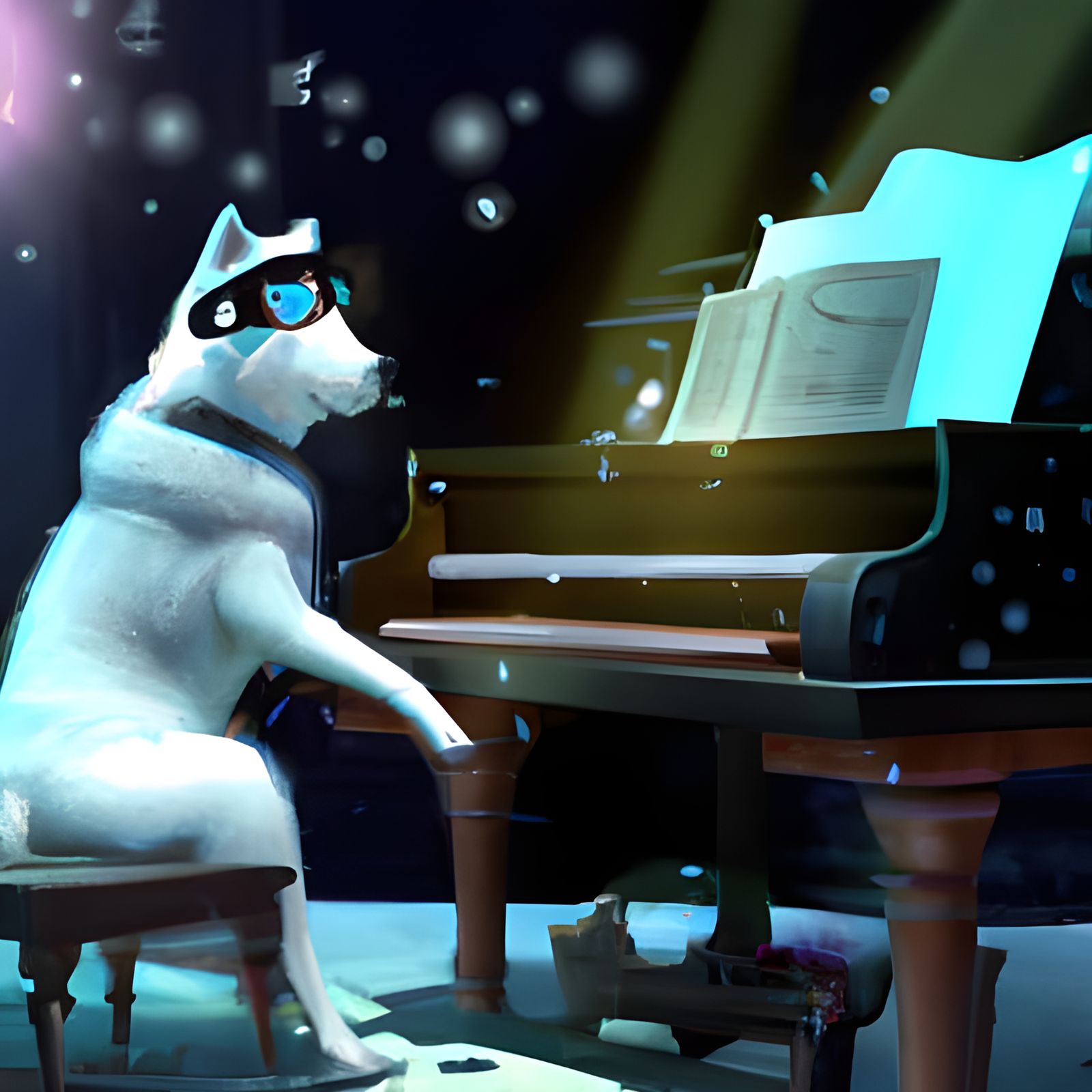 Husky Plays Piano: Detailed Matte Painting