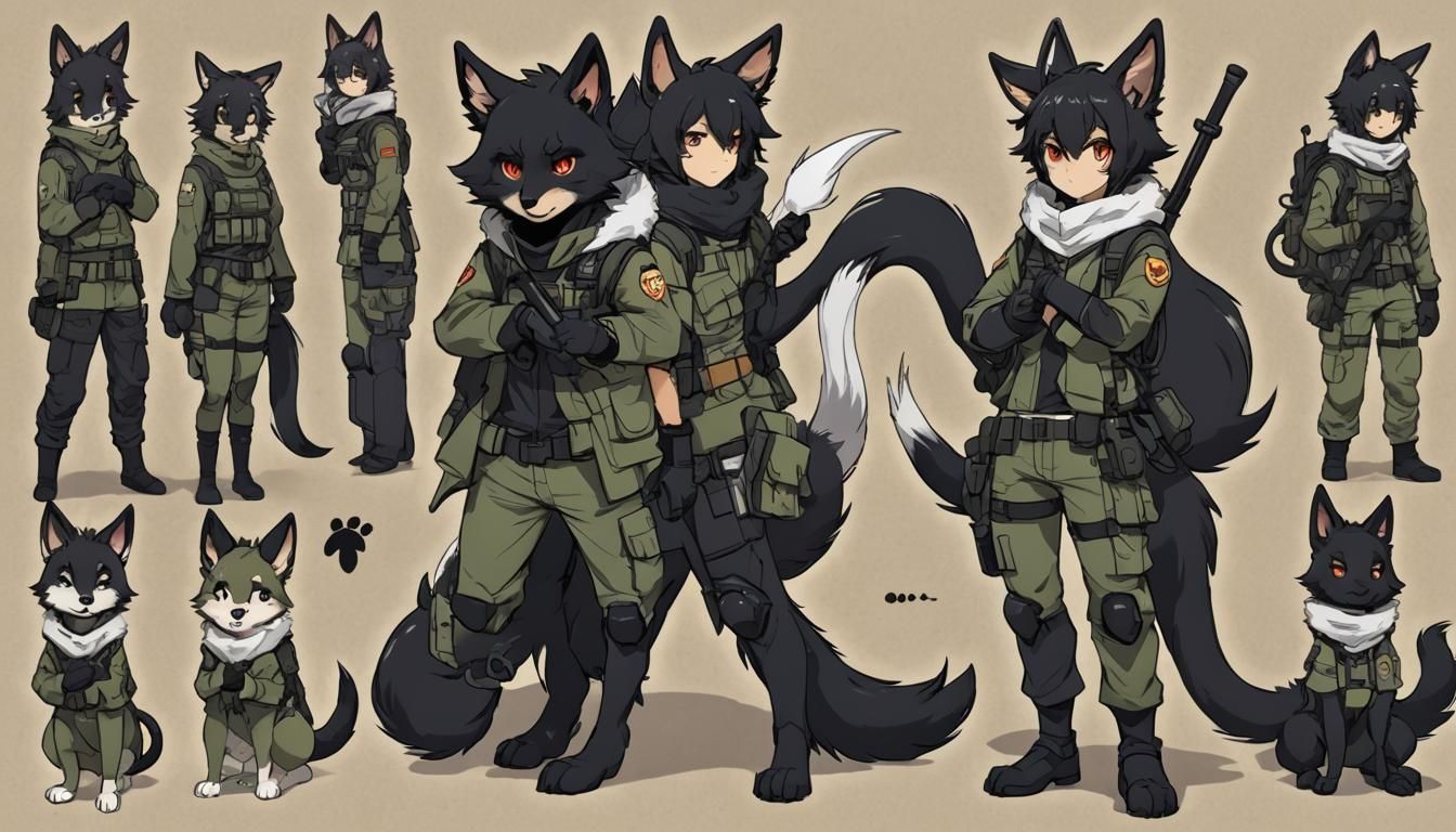 Tactical Kemono: Furry Character with Black Features