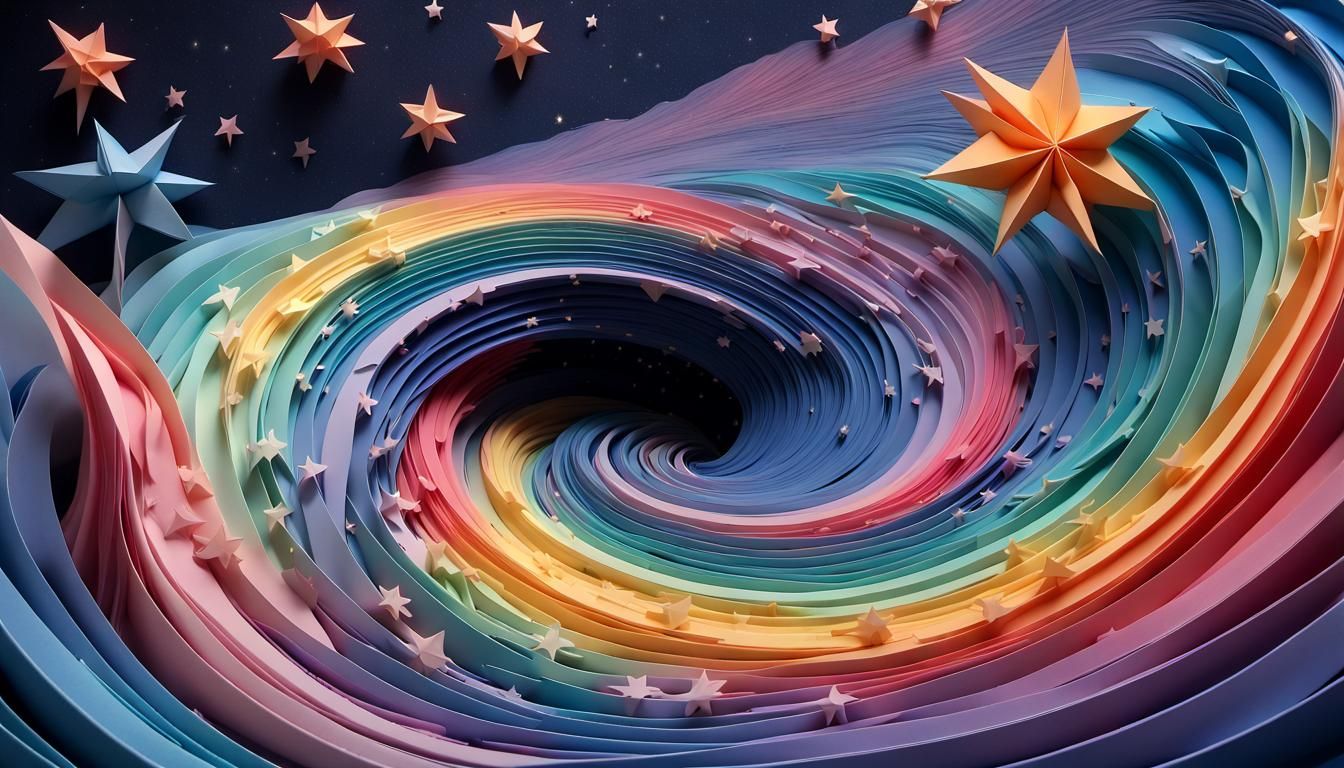 Iridescent Stars in a Cosmic Papercraft Maelstrom