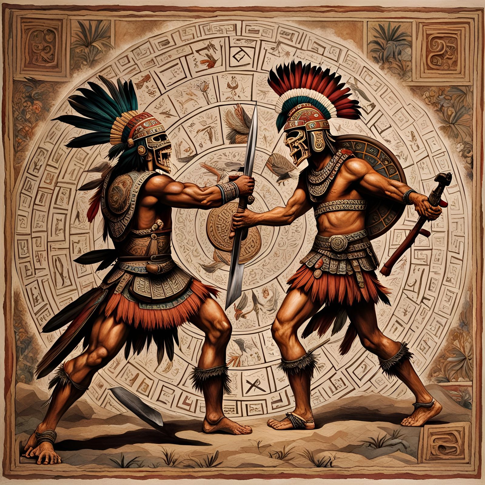 Aztec Eagle Warrior Victory Over Fallen Foe