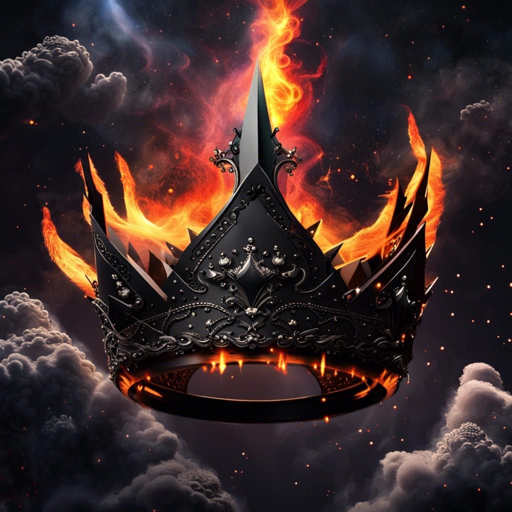 Fiery Black Metal Crown in Space