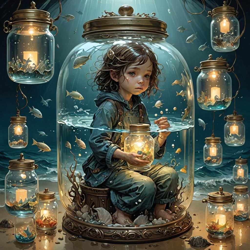 Ocean in a Jar: Surreal Digital Art