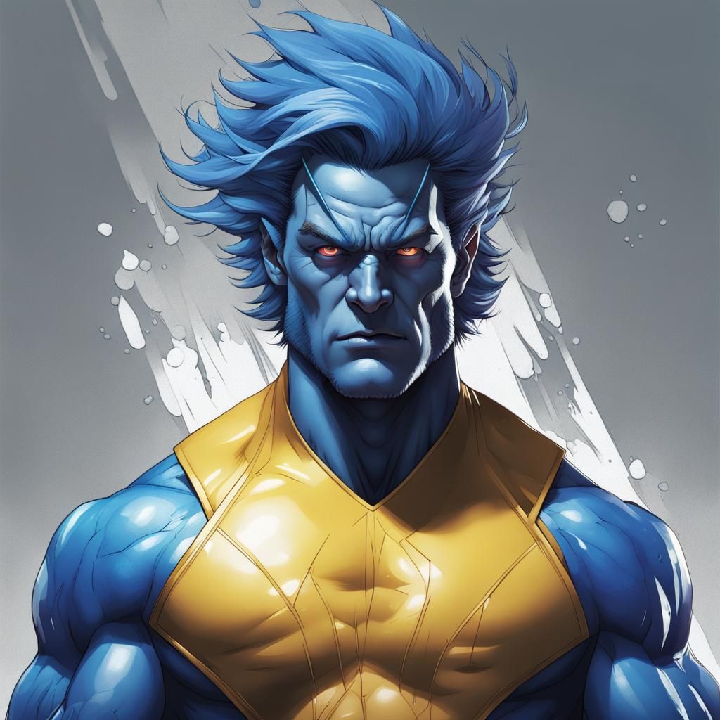 Realistic Splatter Art Portrait of X-Men's Beast