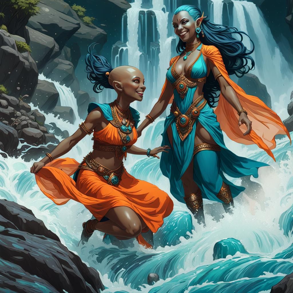 Goblin Warlock Family at Exoplanetary Waterfall