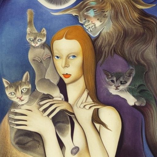 Vampire Lord with Cats in Dark Fantasy Style