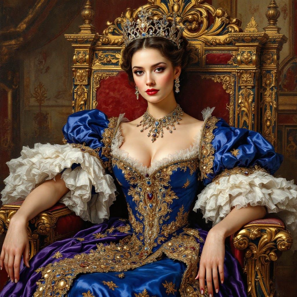 Renaissance Queen in Royal Purple and Gold