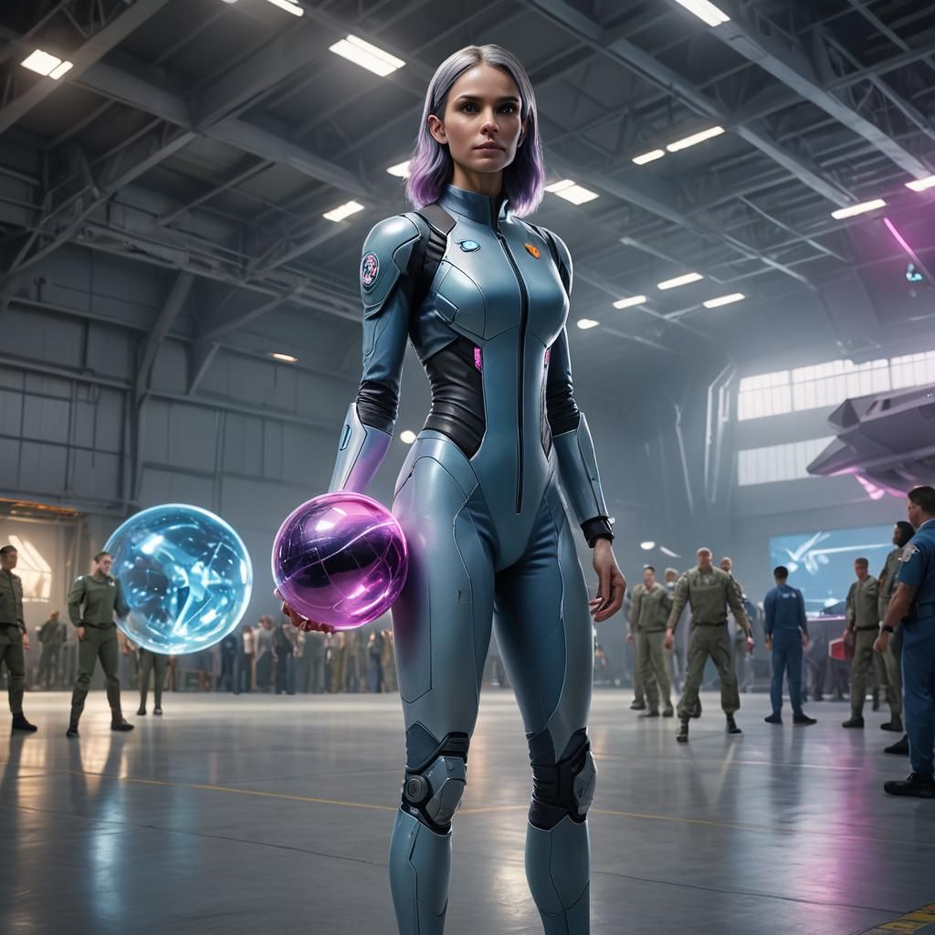 Extraterrestrial Woman with Orb in Air Force Hangar