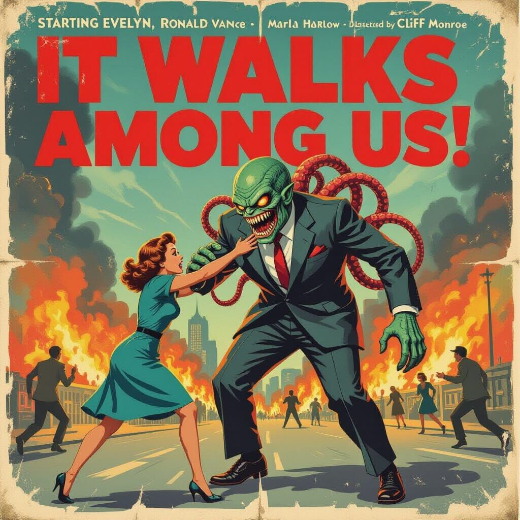 Retro Sci-Fi Movie Poster: It Walks Among Us!
