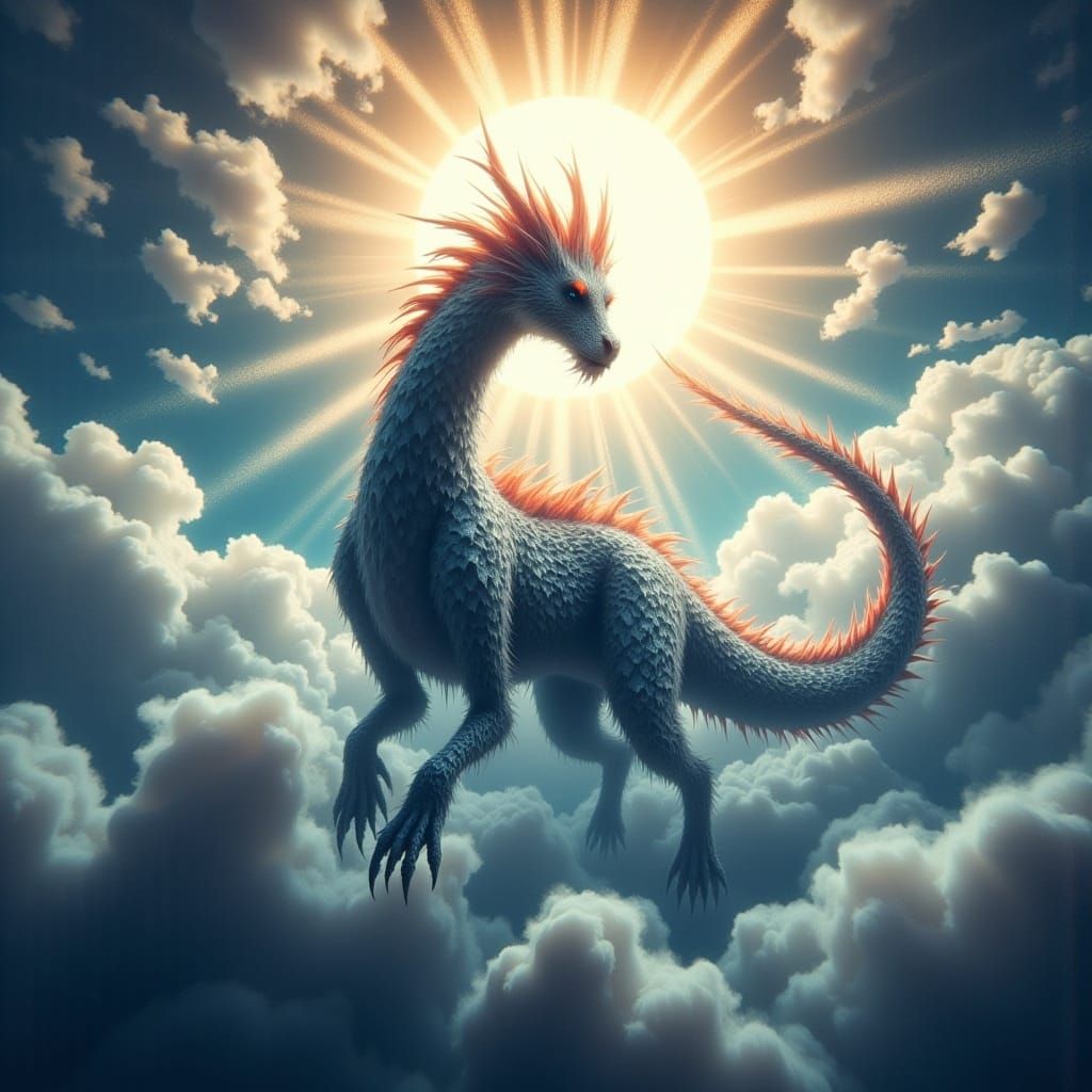 Radiant Dragon in Dreamy Surrealist Landscape