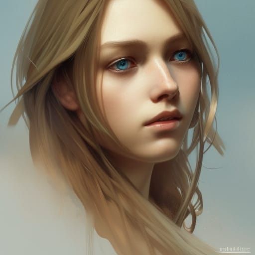 Hyperdetailed Portrait of Young Elizabeth in Art Nouveau Sty...