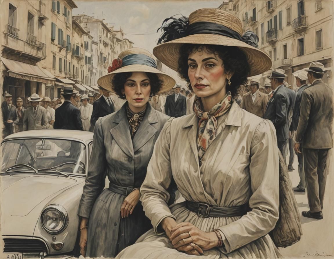 targa florio, lady with hat