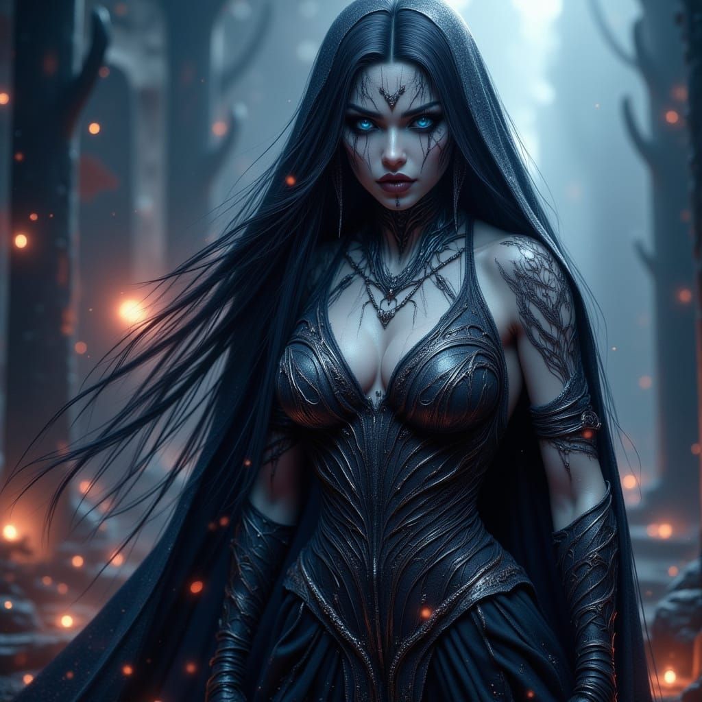Muscular Drow Woman in Dark Fantasy Concept Art